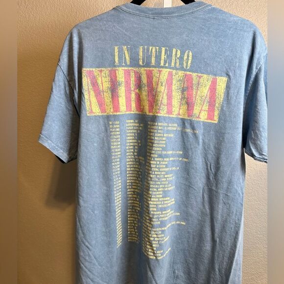NWOT Unisex Blue Short Sleeve Tee Short Nirvana 1993 Concert Tour - Size Large - Picture 6 of 7